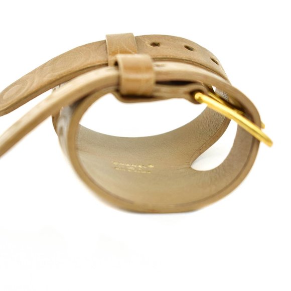 CHANEL Brown Leather COCO Logo Buckle Bracelet nq - Picture 5 of 10